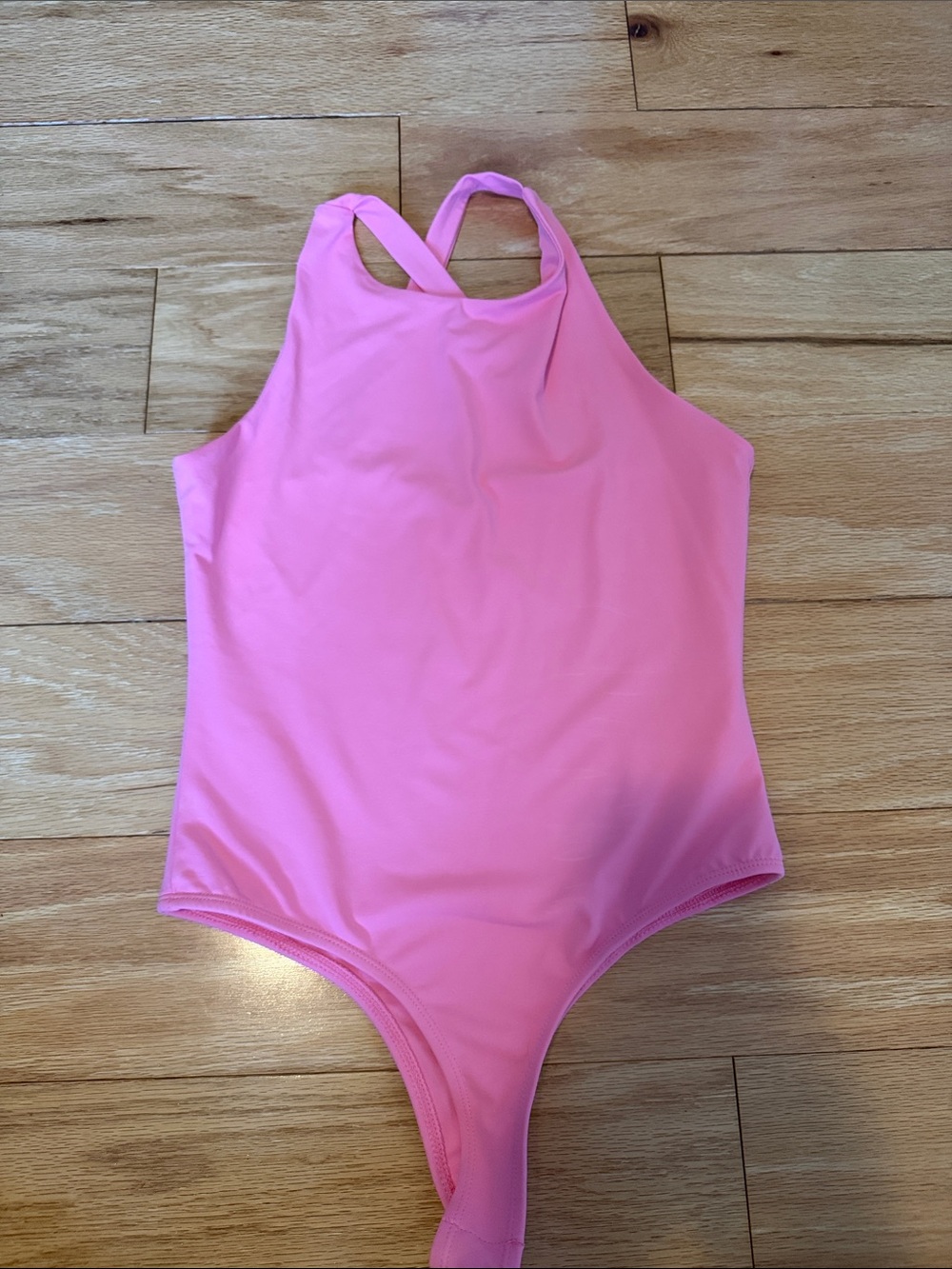 Francesca's Collections Pink High-Neck One-Piece Bodysuit